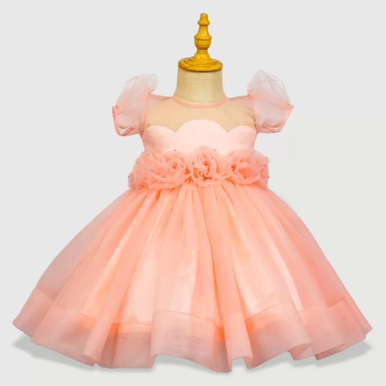 Peach Blossom Satin with Soft Net Partywear for Girls – JBKP22021001