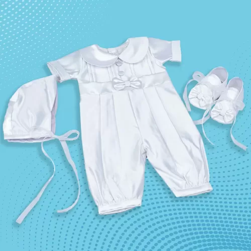 Satin Baptism Dress for Boys with Bonnet and Booties – JBBG22031012