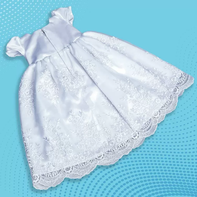 Floral Baptism Dress Combo with Bonnet, Shawl and Booties – JBBG22021005