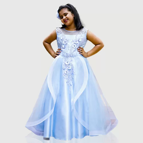 Sky-Blue Full-Length Party Wear Gown for Girls – JBKP22061015