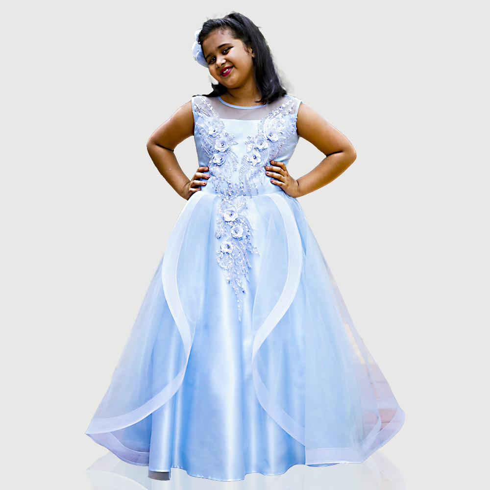 Buy Light Blue Shimmer Net Gown for Girls Online