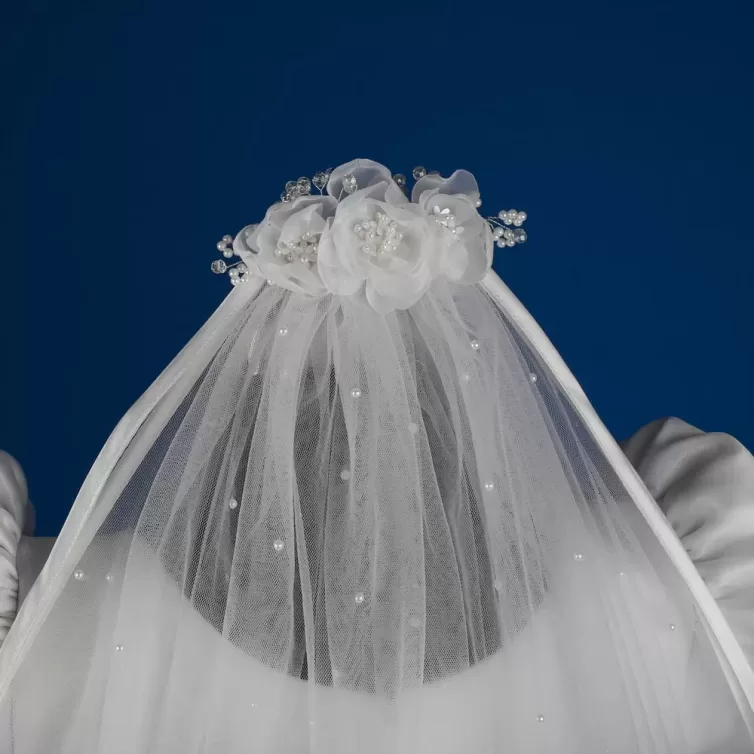 Communion Veil with Floral Clip – JBCV2408001