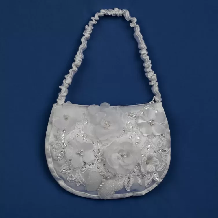 Handmade Satin Communion Bag with Floral design – JBCB2408002