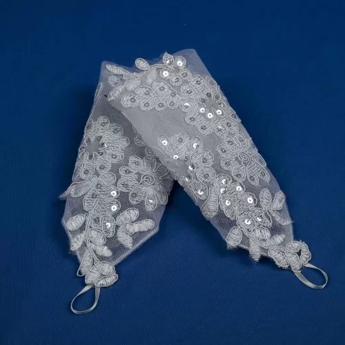 Floral Embroidered Net Handgloves – JBCG2408002