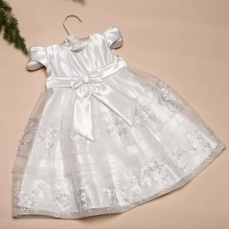 Luxury Baby Baptism Dress – Elegant Christening Gown with Booties, Shawl, and Bonnet- JBBG2508022